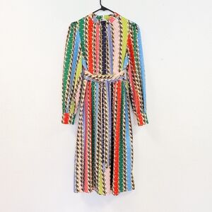 Vibrant Striped Long Sleeve Dress